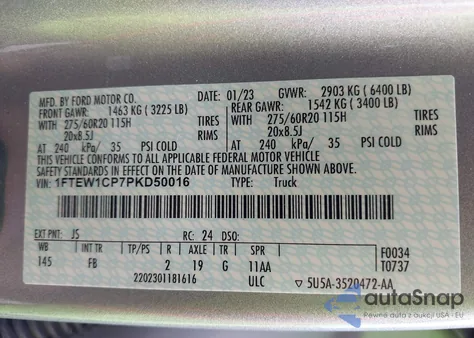 2023 Ford F150 Xlt from USA, damaged, VIN 1FTEW1CP7PKD50016